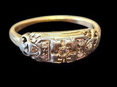 1920s Art Deco Floral Diamond Ring 14K-18K Two-Tone Gold Size 6.5