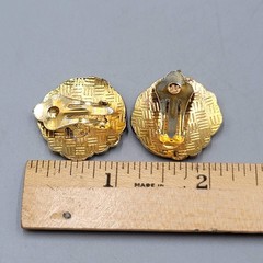 Vintage Butterfly Cloisonne Enamel Clip on Earrings Flowers Gold tone Drop 1 in