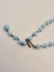 Vintage W. Germany light blue & white bead floral necklace and earrings jewelry