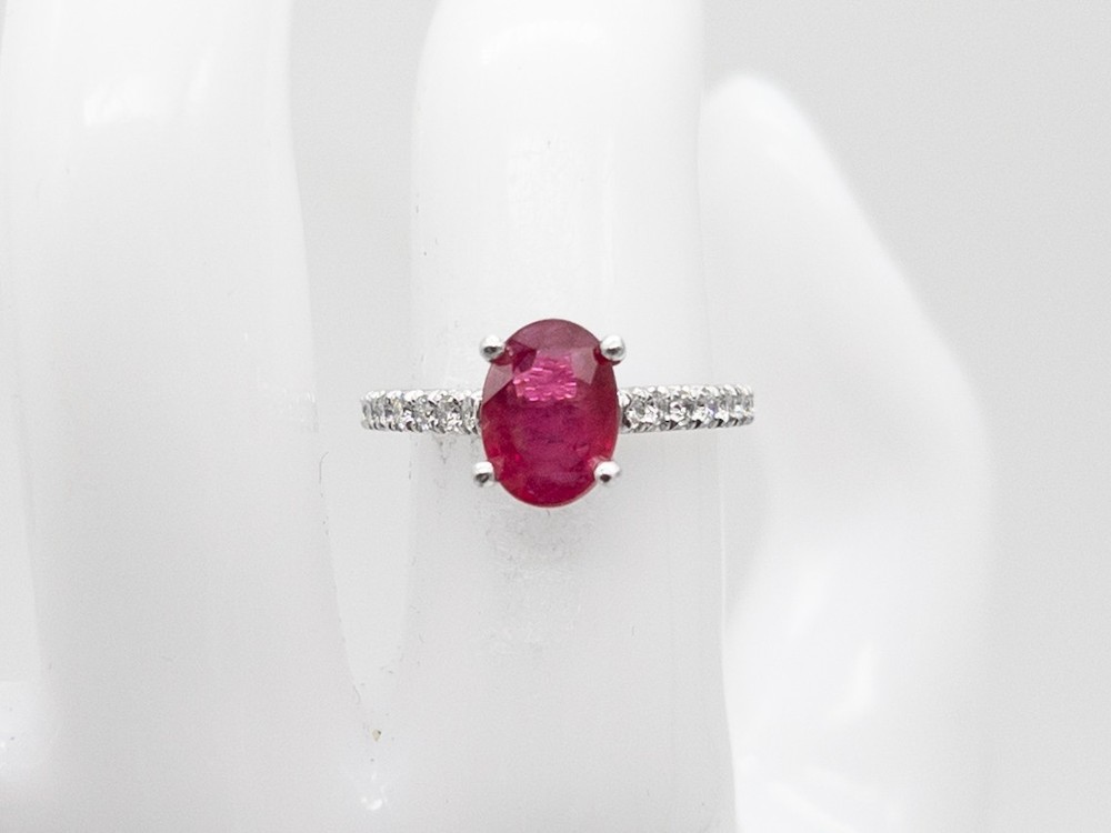 NEW Designer $7000 2.63ct CERTIFIED Natural RUBY VS Diamond 18k White Gold Ring