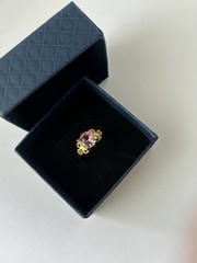 Vintage Pink Cubic Zirconia Ring Gold Plated Womens Size 6.5