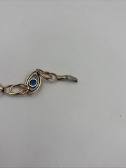 Vintage 1/20 12k On Sterling Blue Glass Stone Infinity Eye Link Bracelet 6-3/4”