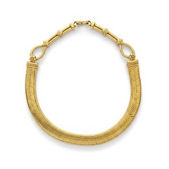 Vintage Handmade Broad Chain Necklace in Gold Plated Sterling Silver 16 Inches