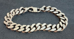 VTG Solid Sterling Silver 925 Panzer Chain Man Curb Links Bracelet Lobster 9”
