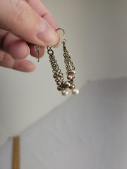 Lovely Carol Lee and Unbranded Gold and Silver Tone Faux Pearl Pierced Earrings