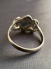Vintage Silver Dark Grey Cat’s Eye Ring Handcrafted Ring Size 8 US