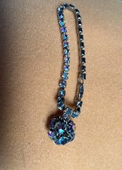 Vintage Stunning WEISS Bracelet Blue Aurora Borealis Rhinestone Mid Century #J6