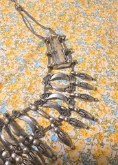 Vintage Bronze Tone Metal Old Nepal Tribal Kantshri Tharu Inspired Bib Necklace