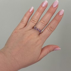 Vintage 925 Sterling Silver Natural Amethyst February Birthstone Ring Size 9.5