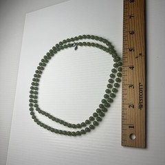 Vintage 70s Sarah Coventry Beaded Jade Green Resin Acrylic Long Necklace 36”