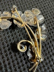 2 VTG Sterling Silver Flower Brooches. One W/ 12k Gold Filled And Glass Crystals