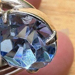 VTG Earrings Clips 1 Inch Sky Blue Glass Sparkly Rhinestones Oval Silver MCM