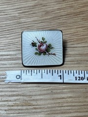 vintage sterling silver ivar holth norway enamel rose brooch