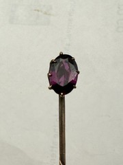 Antique 10k Or Better Yellow Gold and Almandine Garnet Solitaire Stickpin