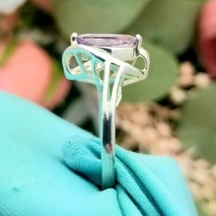 Silver Marquise Amethyst Filigree Ring-925-10.5mm Stone-1TCW-February-Elegant-