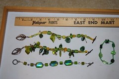 Vintage to now lot of 4 glass plastic metal beaded bracelets