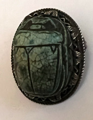 Large Antique 1920’s? Egyptian Blue Scarab and Silver Pin