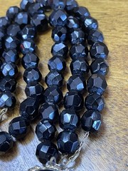 Vintage Black Faceted Glass Bead Necklace & Bracelet. MC. 150g