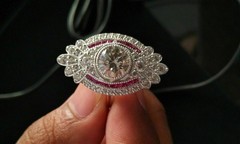 2.65Ct Art Deco Style Lab Created Diamond & Ruby Wedding 14K White Gold FN Ring