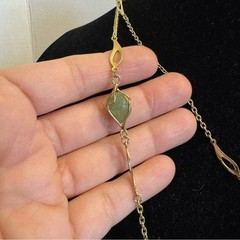 Vintage Gold Tone Wire Caged Gemstone Station Necklace 50″ Long MCM Jewelry