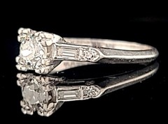 Vintage Platinum Engagement Ring 0.80CT.Natural Euro Cut Diamond Circ 1930’s