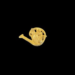 Vintage Gold-tone Watering Can Brooch Floral Garden Pin 33x24mm