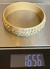 1920s Antique Celluloid Rhinestone Flapper Sparkle Bangle wide 4-row SMALL 6.5″