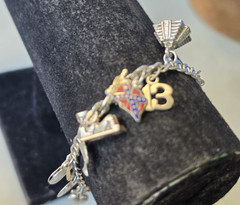 Vintage Sterling Charm Bracelet & 16 Unusual Sterling Silver Charms 7” L -25Gr