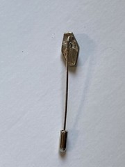 Vintage Antique silver tone Stick pin with Mother of Pearl inlayed unisex