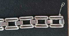 Antique Art Deco Pot Metal Paste Rhodium Plated Bracelet & Safety Chain 1920s