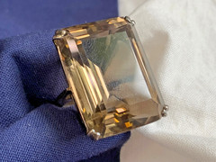 Vtg Large Sterling Silver Ring 16.18g Jewelry Size 6.5 Smoky Quartz Look *READ*