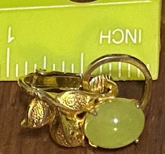 Signed Vintage 1/20 12K GF Green Jade Earrings Artist A. S. JJJ Clip On medium