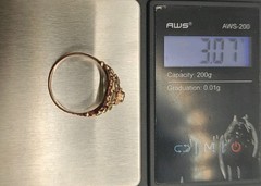Vtg US8.25 Rose Gold Plated Green Stone Cocktail Ring 3.07g