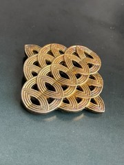 Vintage Signed Lanvin Paris gold tone geometric brooch