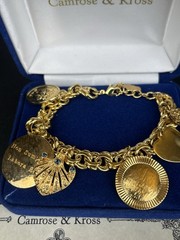 Vintage Camrose Kross JBK Gold Charm Bracelet Box &COA