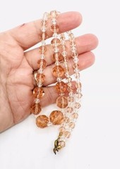 Art Deco Faceted Pink & Clear Glass Beaded Necklace 21 Inches Vintage Jewelry