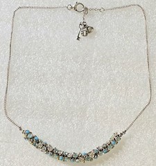 Vintage signed FOSSIL Turquoise Baby Blues Rondelle Beaded Center Necklace