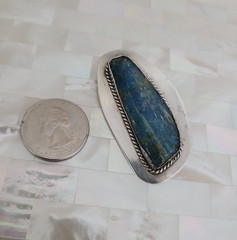 Vintage Modernist 935 Sterling Silver Natural Lapis Lazuli Pendant/Brooch 2-1/8″
