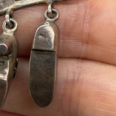 Vintage Brooch Sterling Silver Shoe Mold Dangling Shoe Charms 1.5 Inches