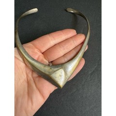 Vintage Modernist Torque Necklace Silver Gold Brass Brutalist 70s READ