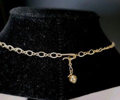 Wells Four Bead Gold Necklace 15″ 14K GF Mid Century Choker or Childs Adj J Hook