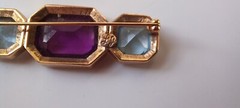 Beautiful marked “LJ” Rhinestone and Cut Faux Stone 2″ Bar Brooch