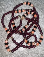 Antique 14k Gold Garnet Coral Onyx Necklace 28″