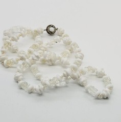 Miriam Haskell Beaded Necklace 31 in White Vintage Asymmetrical Signed