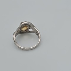 Vintage Citrine Ring Diamond Accents 925 Sterling Silver Size 5 FREE $HIPPING!!