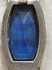 Vintage Art Deco Necklace Blue Glass Articulated 15 Inches/2.25 In Pendant READ