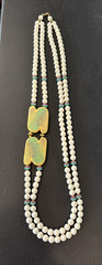 Japan Plastic Ceramic Beaded Double Strand Art Deco 1980’s Statement Necklace