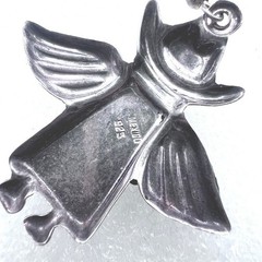 Vtg Sterling Silver Mexico Cowboy Angel Dangle Earrings Two Tone Wings Hat