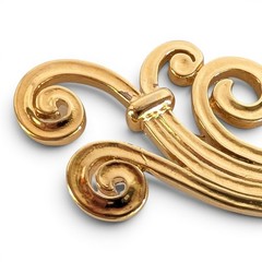 Monet Vintage Abstract Wave Brooch Gold Tone Mid Century Modern Scrolling Plume