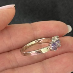 Vintage 925 Sterling Silver Natural Amethyst February Birthstone Ring Size 9.5